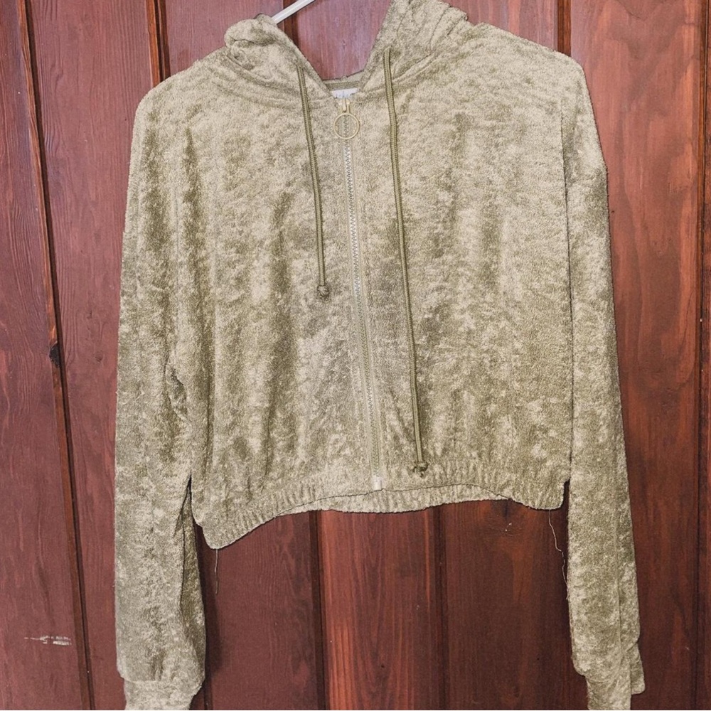 Cloud Chaser Tan Cream Cropped Relaxed Hoodie